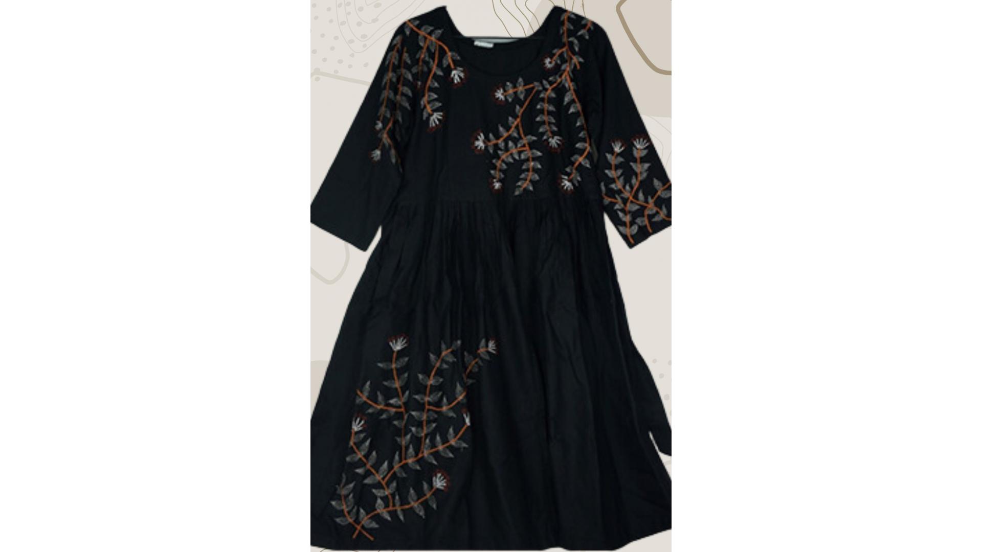 Black Kantha Dress